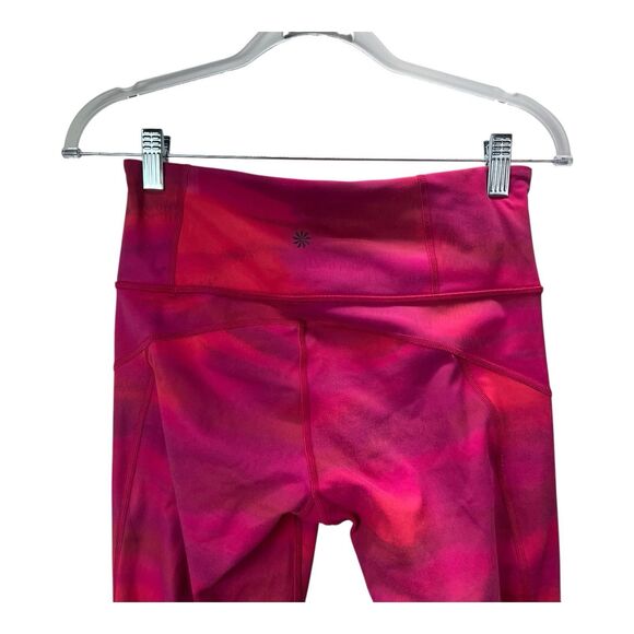 Athleta Rainier Printed Tight SMALL  Yoga Activewear Pink Purple Reflective - Picture 3 of 7